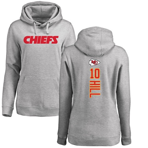 Women Football Kansas City Chiefs 10 Hill Tyreek Ash Backer Pullover Hoodie